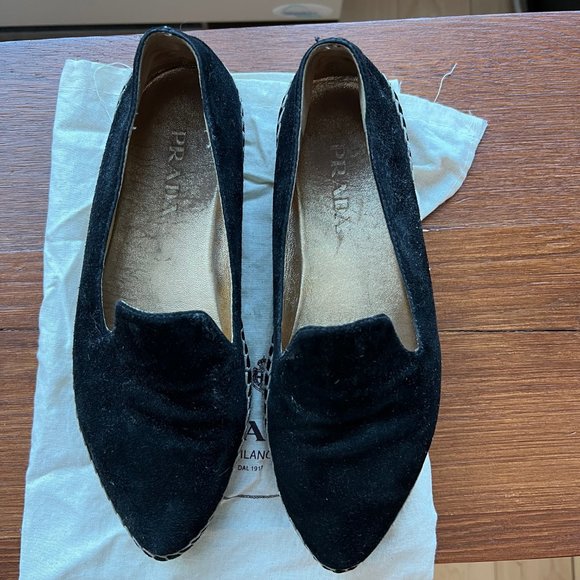 Prada Black Suede Espadrilles Size 35 - Picture 2 of 5